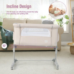 Costway 3-In-1 Baby Bedside Bassinet Crib Height-Adjustable Infant Newborn Cot Bed - thumbnail 5