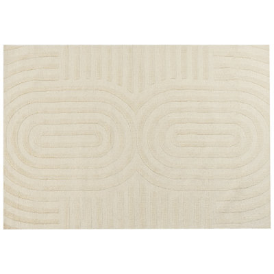 Beliani Rug Mastung Beige 160 X 230 Cm Wool - image 1