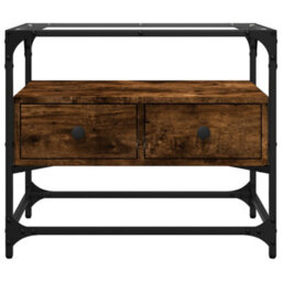 Berkfield Industrial Tv Cabinet With Glass Top Smoked Oak 60X35X51 Cm Engineered Wood - thumbnail 4