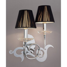 Luminosa Lighting Luminosa Acanto Wall Lamp Switched 2 Light E14, Polished Chrome With Black Shades - thumbnail 2