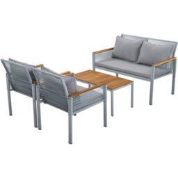 BTM Garden Lounge Set, Garden Furniture Set With Double Sofa, 2 Armchairs And Table,rattan,table And Chairs, Grey - thumbnail 9