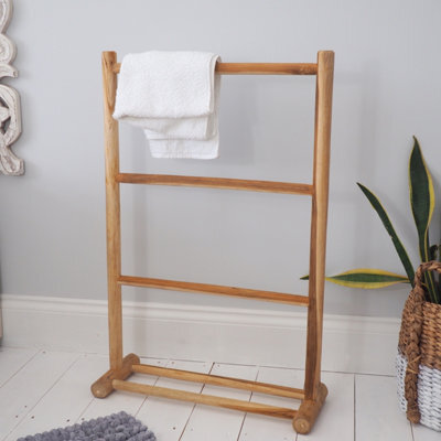 Free Standing Wood Towel Rail - Natural Wood Towel Rail Bathroom - Wooden Clothes Rack - image 1