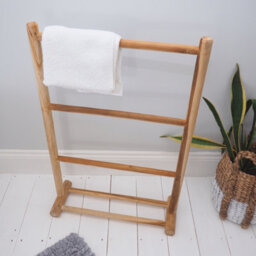 Free Standing Wood Towel Rail - Natural Wood Towel Rail Bathroom - Wooden Clothes Rack - thumbnail 3