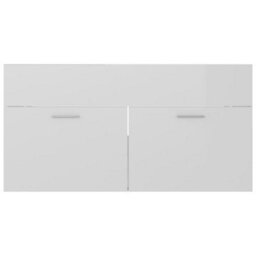 Berkfield Sink Cabinet With Built-In Basin High Gloss White Engineered Wood - thumbnail 8