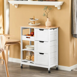 Sobuy Fkw79-W, Kitchen Storage Trolley Cart Storage Trolley Serving Trolley,w67Xd37Xh85 - thumbnail 2