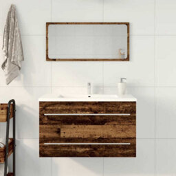 Berkfield Bathroom Sink Cabinet Old Wood 80X38.5X48 Cm Engineered Wood - thumbnail 3