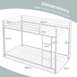 Low Profile Single Over Single Bunk Beds With Full Length Guardrails - thumbnail 2