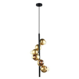 Luminosa Lighting Luminosa Modern Hanging Pendant Black 6 Light  With Zloty Shade, E27 Dimmable - thumbnail 2