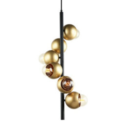 Luminosa Lighting Luminosa Modern Hanging Pendant Black 6 Light  With Zloty Shade, E27 Dimmable - thumbnail 1