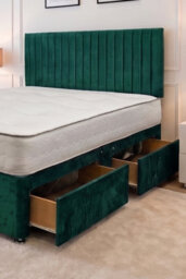 "Knight Sleep Emily Plush Bed Set With Mattress, 4 Drawers Same Side & 24""headboard, Emerald Plush, 4Ft6 - Double" - thumbnail 2