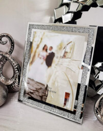 DEENZ Crushed Crystal Photo Frame Jewel Mirror Silver Diamante Picture Frame M - thumbnail 1