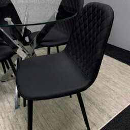 Kosy Koala Round Glass Dining Table Set With 4 Black Chairs Dining Room Furniture - thumbnail 4