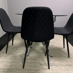 Kosy Koala Round Glass Dining Table Set With 4 Black Chairs Dining Room Furniture - thumbnail 3