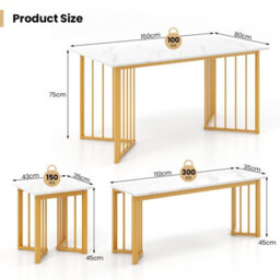 Costway 4 Piece Dining Table Set Rectangular Kitchen Table With Bench & 2 Stools - thumbnail 3