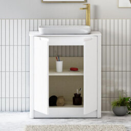 Royal Bathrooms Avenza 700mm Matt White Floor Standing Bathroom Vanity Unit 2 Door With Qubix Basin - thumbnail 5