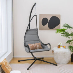 Costway Hanging Swing Chair W/ Heavy-Duty Metal Stand Hammock W/ Extra Large Padded Seat - thumbnail 3
