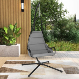 Costway Hanging Swing Chair W/ Heavy-Duty Metal Stand Hammock W/ Extra Large Padded Seat - thumbnail 4