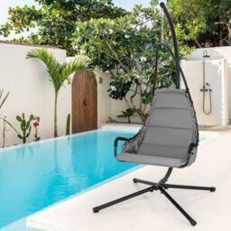 Costway Hanging Swing Chair W/ Heavy-Duty Metal Stand Hammock W/ Extra Large Padded Seat - thumbnail 5