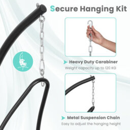 Costway Hanging Swing Chair W/ Heavy-Duty Metal Stand Hammock W/ Extra Large Padded Seat - thumbnail 8