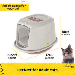 Cat Centre.Direct Cat Centre Jumbo Pink Cat Hooded Set: Litter Tray + Scoop + Cream Tray Mat + Carbon Filter - thumbnail 3