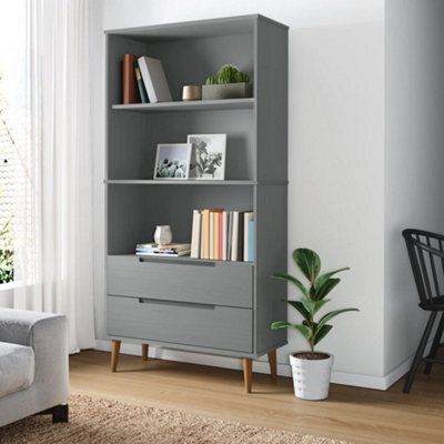Walplus Bookcase Molde Grey 85X35X170,5 Cm Solid Wood Pine - image 1