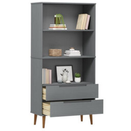 Walplus Bookcase Molde Grey 85X35X170,5 Cm Solid Wood Pine - thumbnail 3