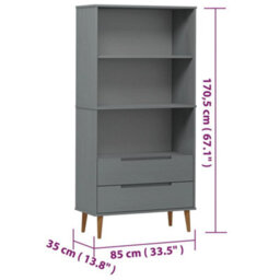 Walplus Bookcase Molde Grey 85X35X170,5 Cm Solid Wood Pine - thumbnail 8