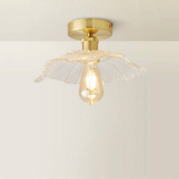Valuelights Cassia Gold Flush Ceiling Light With Clear Glass Flower Shade - thumbnail 3