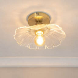 Valuelights Cassia Gold Flush Ceiling Light With Clear Glass Flower Shade - thumbnail 5
