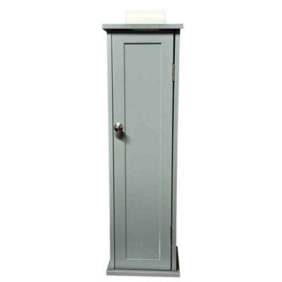 Grey Toilet Tissue Paper Roll Holder With Storage Cabinet Rack Home Office Bathroom - image 1