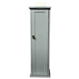Grey Toilet Tissue Paper Roll Holder With Storage Cabinet Rack Home Office Bathroom - thumbnail 1