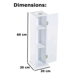 Grey Toilet Tissue Paper Roll Holder With Storage Cabinet Rack Home Office Bathroom - thumbnail 2