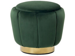 Beliani Green Velvet Pouffe With Gold Base - 43 X 37 Cm Round Footstool For Living Rooms And Bedrooms - thumbnail 2