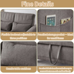 Btm Fold Out Sofa Bed, 2 Seater Sofa With Pull Out Design, Adjustable Backrest And Cotton Linen Fabric - thumbnail 7