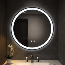 Living And Home Round Metal Framed Anti Fog Led Wall Bathroom Mirror 600mm Dia - thumbnail 2