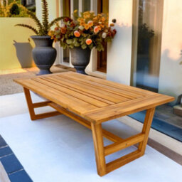 Abrihome Solid Wood Coffee Table - Outdoor Garden Table - Teak Finish - W120 X D60 X H40 Cm - thumbnail 4