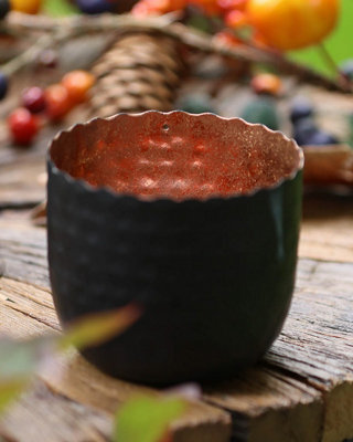 Dibor Traditional Small Copper & Black Tealight Holder Christmas Candle Holder - image 1