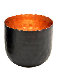 Dibor Traditional Small Copper & Black Tealight Holder Christmas Candle Holder - thumbnail 2