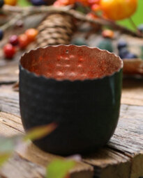 Dibor Traditional Small Copper & Black Tealight Holder Christmas Candle Holder - thumbnail 1