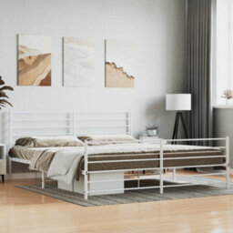 Berkfield Metal Bed Frame With Headboard And Footboard White 200X200 Cm - thumbnail 1