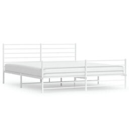 Berkfield Metal Bed Frame With Headboard And Footboard White 200X200 Cm - thumbnail 2