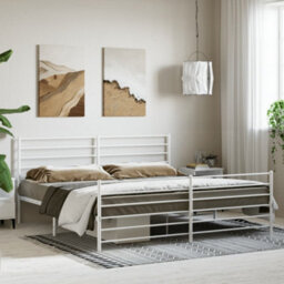 Berkfield Metal Bed Frame With Headboard And Footboard White 200X200 Cm - thumbnail 3