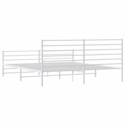 Berkfield Metal Bed Frame With Headboard And Footboard White 200X200 Cm - thumbnail 8
