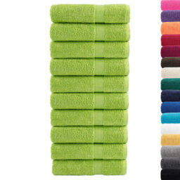 Berkfield Durable Premium Hand Towels Solund 10 Pcs Apple Green 50X100 Cm 600 Gsm