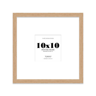 "10X10"" Oak Picture Frame - 10X10"" Square Frame With 7X7"" Mount For 10X10""/7X7"" Pictures Moderrn Style Thin Edge, 1 Pack" - image 1