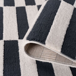 The Rugs Loft Navy And Ivory Striped Living Room Area Rug And Runners Soft Pile - thumbnail 6
