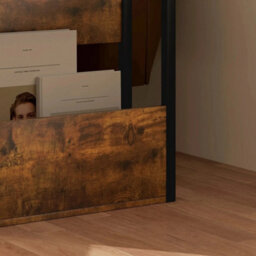 Industrial Narrow Bedside End Table & Storage Shelf Rustic Side Stand - thumbnail 4