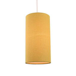 Happy Homewares Contemporary And Stylish Mustard Ochre Linen Fabric Tall Cylindrical Lampshade - thumbnail 2