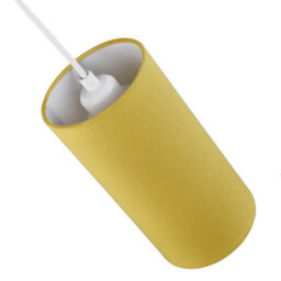 Happy Homewares Contemporary And Stylish Mustard Ochre Linen Fabric Tall Cylindrical Lampshade - thumbnail 3