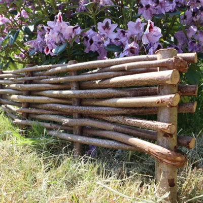 Woven Wood 2M Woven Hazel Hurdle Lawn Edging 22Cm Height 2 Pieces